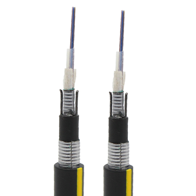 24 Core Single Mode Fiber Optic Cable GYXTW53 Double Sheath PE Black Buried Cable