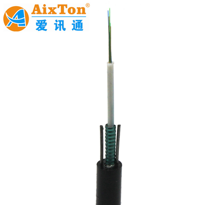 Outdoor Single Mode 2,4,6,8,12,24 Count Fiber Optic GYXTW G652D Fiber With Steel Wire Armoured Round Cable
