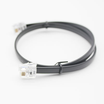 6 Core Telephone Cable With RJ12 Plugs Ends PVC Jacket White, RJ25 Flat