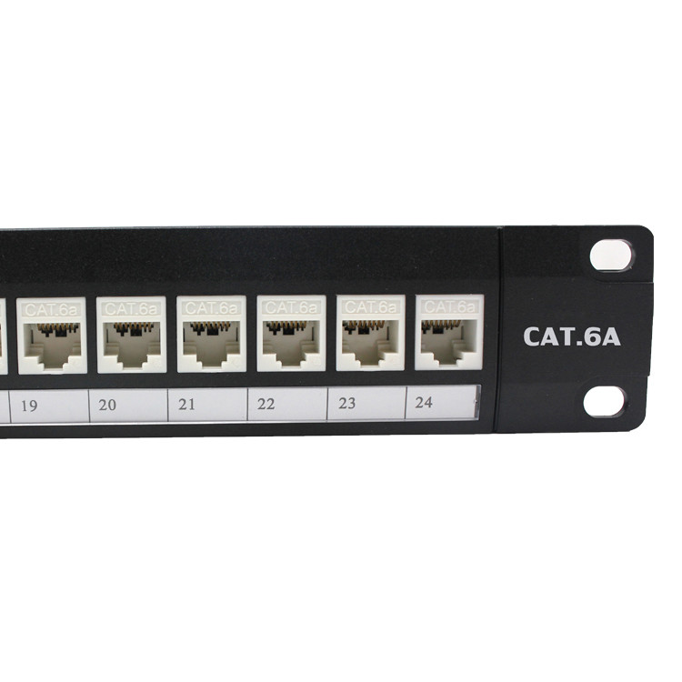 24 Port Rj45 Modular Cat6a Keystone Jack Patch Panel 19 Inch 1u Full Loaded