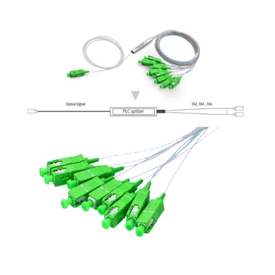 1x2 1x8 GPON PLC Splitter , SC / APC Steel Tube Fiber Optic Splitter