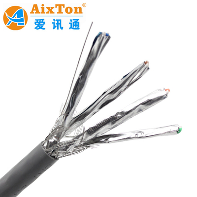 Color-coded PE Insulation Materials Shielded Cat6a SFTP UTP Lan Cable for High Speed Indoor Networking