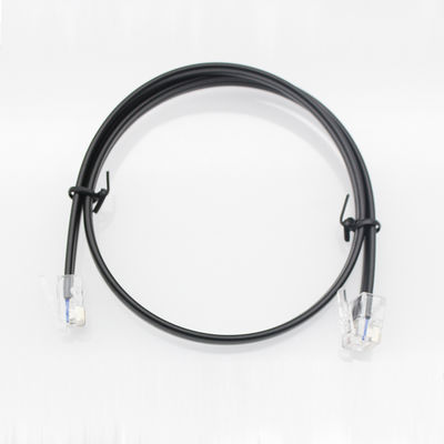 6 Core Telephone Cable With RJ12 Plugs Ends PVC Jacket White, RJ25 Flat