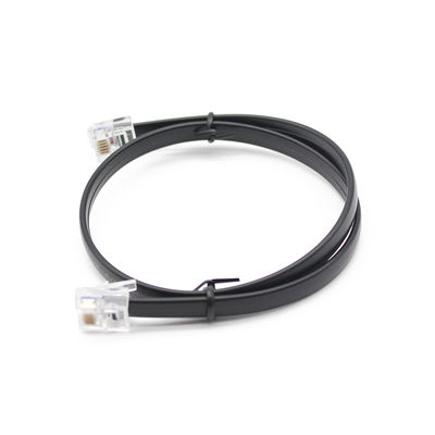 Telecommunications RJ11 RJ12 Flat Telephone Cable 6P6C-5M Black