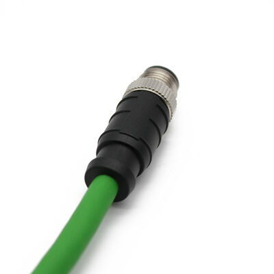 M12 D-Code 4 Pin to RJ45 Connector Ethercat Cable High Flex CAT6 Shielded Waterproof Network Cable